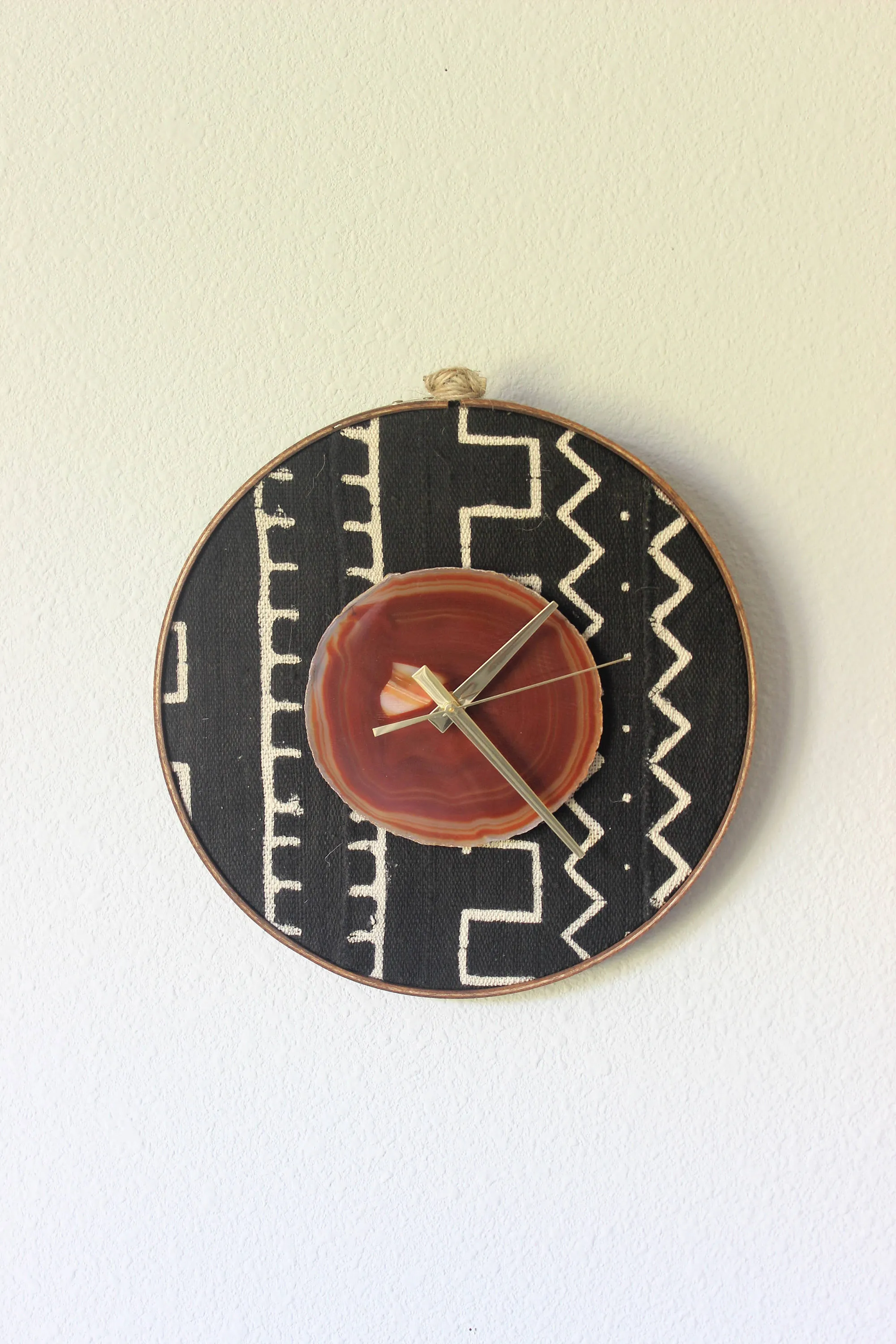 10" Textile Mudcloth Amber Agate Wall Clock