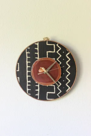 10" Textile Mudcloth Amber Agate Wall Clock