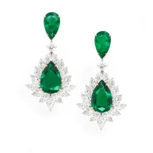 13.448 cts Emerald with Diamond Earrings (ENQUIRE)
