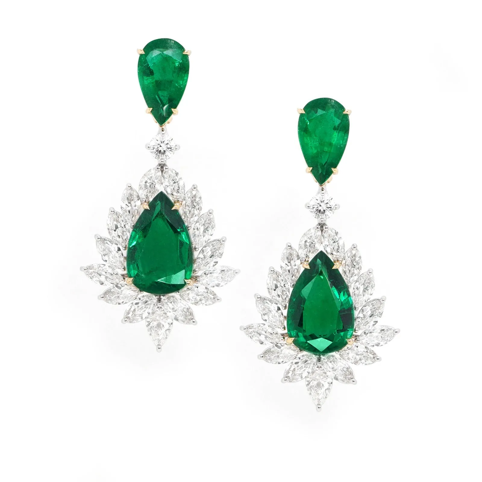 13.448 cts Emerald with Diamond Earrings (ENQUIRE)
