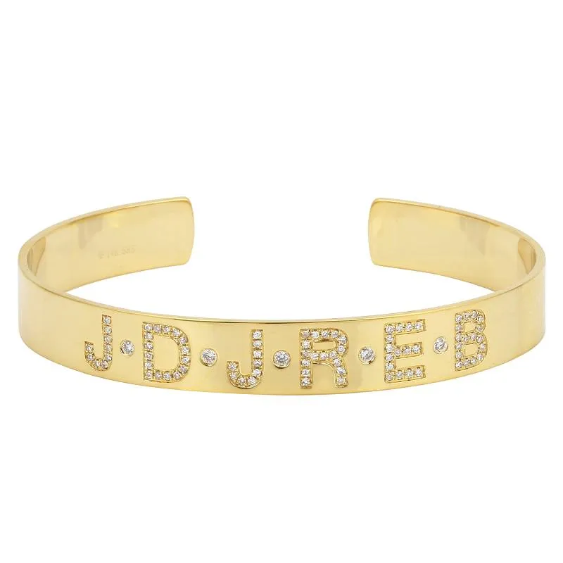 14K White Gold Personalized Bangle
