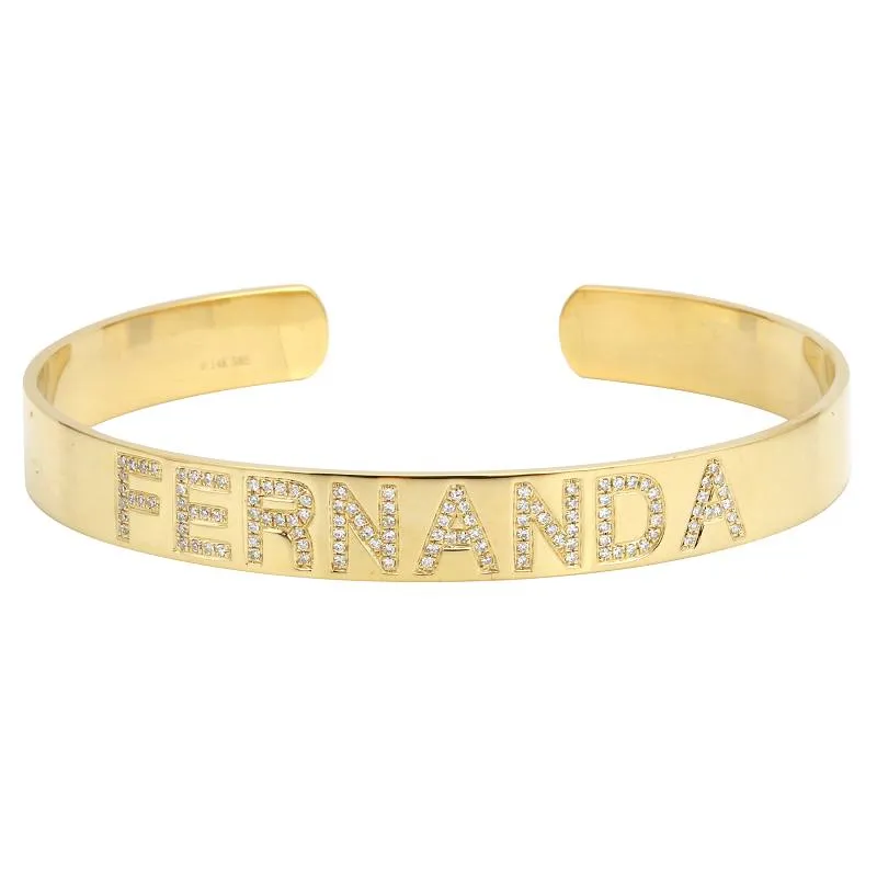 14K White Gold Personalized Bangle