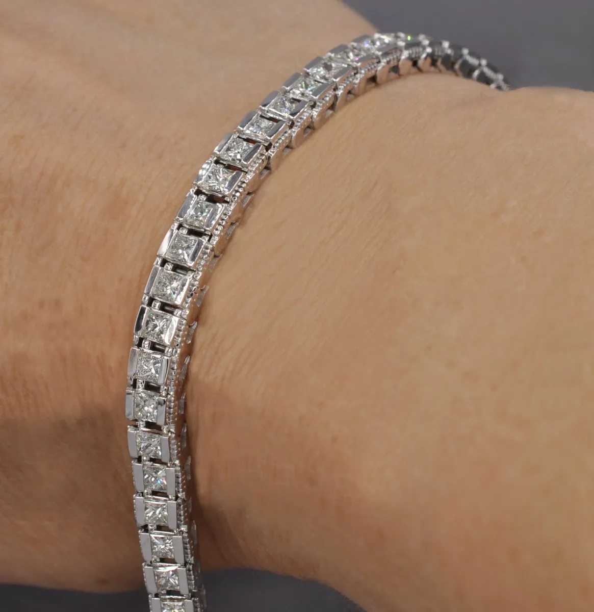 5.50-16.50 CT Princess Cut Diamonds - Diamond Bracelet