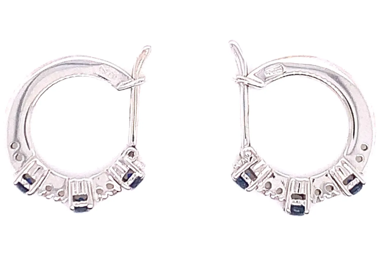 9ct White Gold Sapphire & Diamond Hinged Earrings