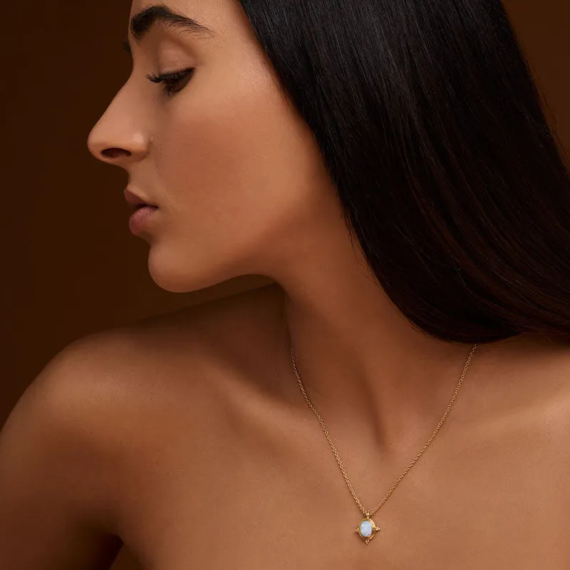 Alexa Necklace, White Opal, Gold