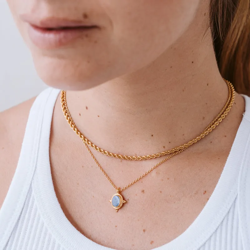 Alexa Necklace, White Opal, Gold