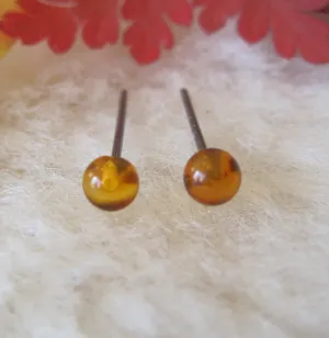 Amber Gemstone, Small (Niobium, Titanium, or Surgical Steel Stud Earrings for Sensitive Ears)