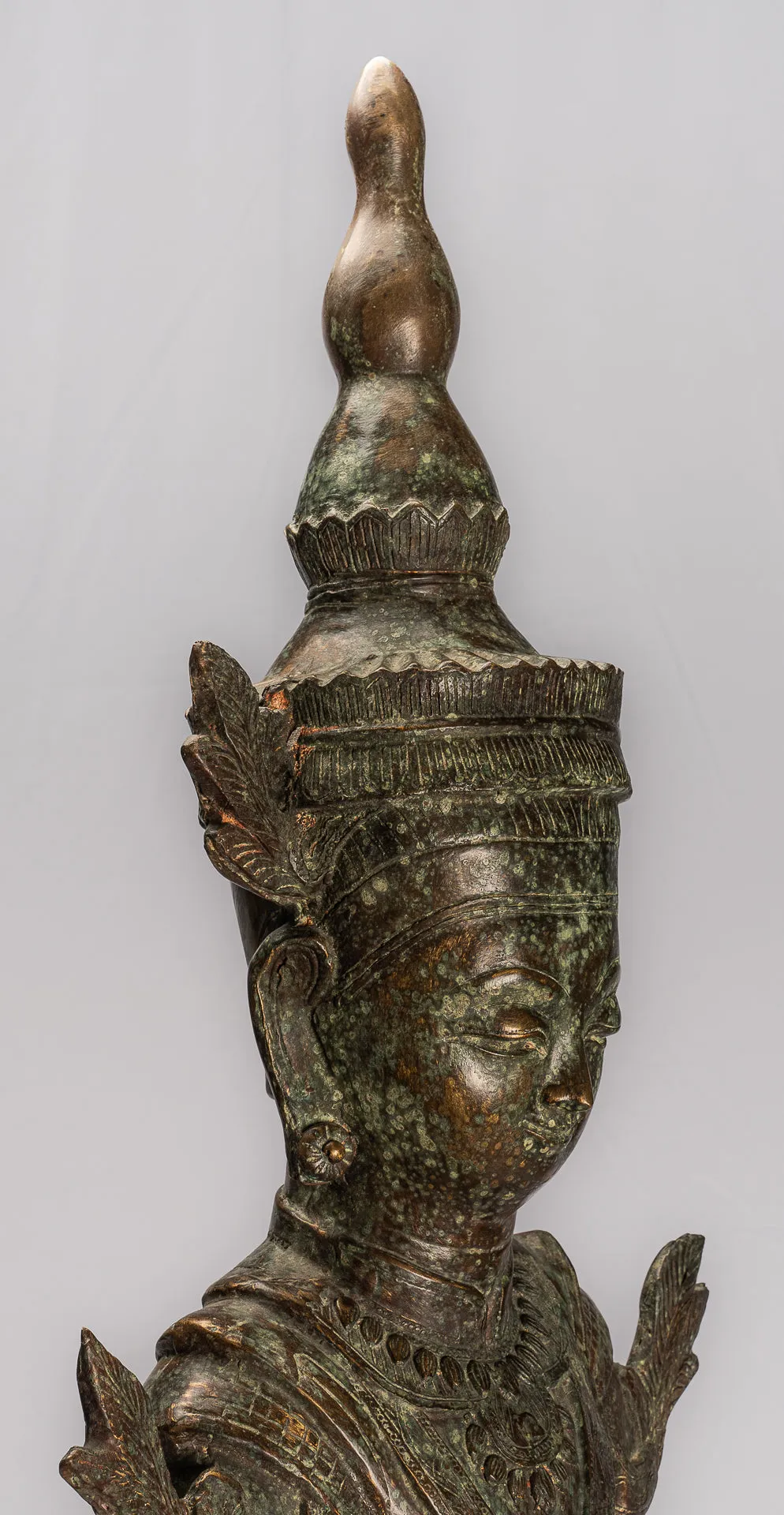 Antique Burmese Style Bronze Shan Enlightenment Seated Buddha Statue - 85cm/34"