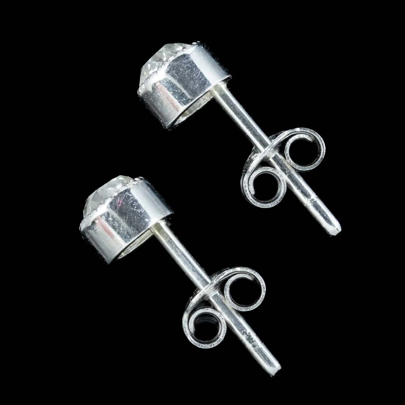 Antique Edwardian Diamond Solitaire Stud Earrings Platinum 0.50ct of Diamond