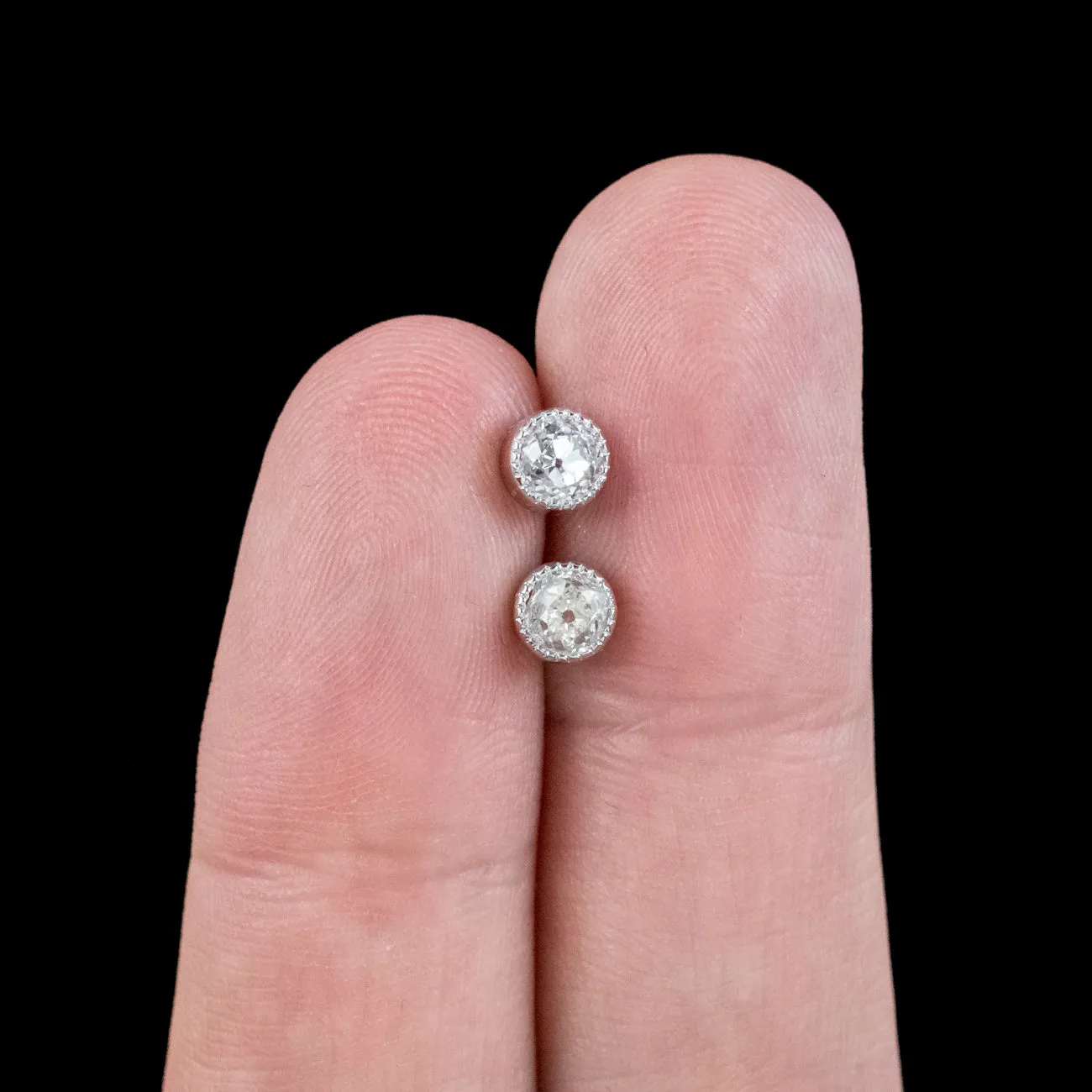 Antique Edwardian Diamond Solitaire Stud Earrings Platinum 0.50ct of Diamond