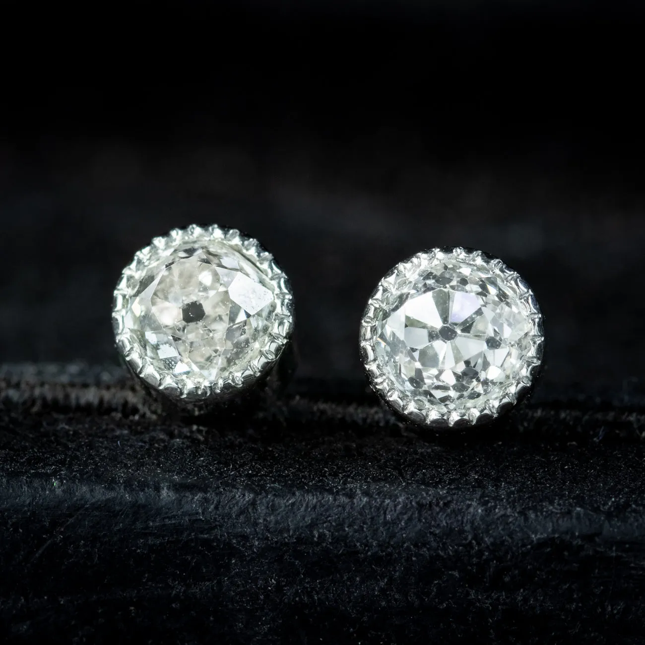 Antique Edwardian Diamond Solitaire Stud Earrings Platinum 0.50ct of Diamond