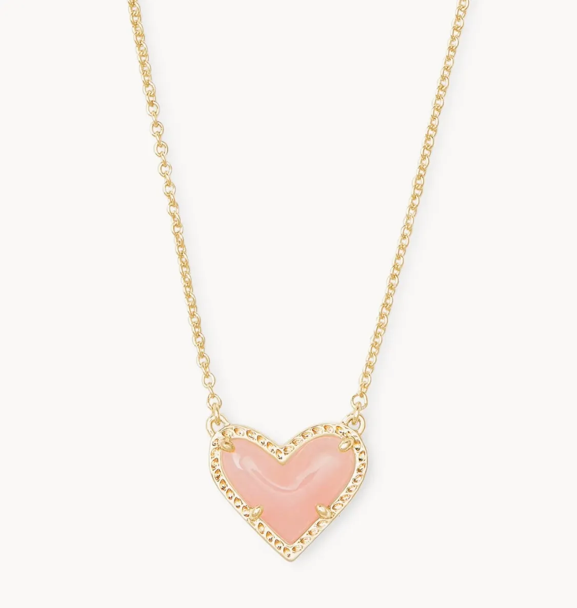 Ari Heart Gold Pendant Necklace in Gold Rose Quartz
