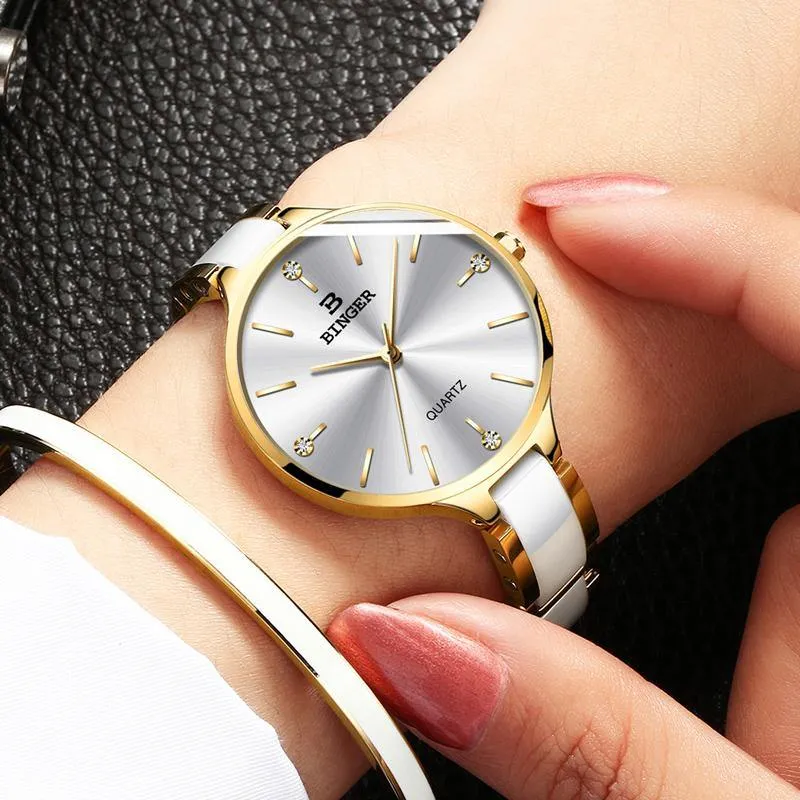 Binger Elegant Ceramics Bracelet Gold Black B-1185