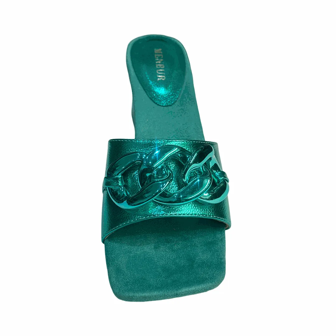 Block Heel Chain Candy Colours Mules