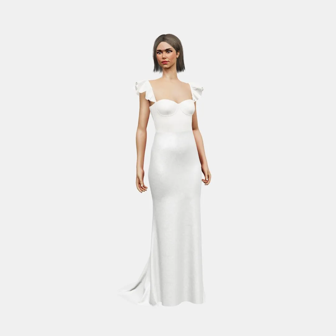 Bustier w/ ruffle straps   trumpet