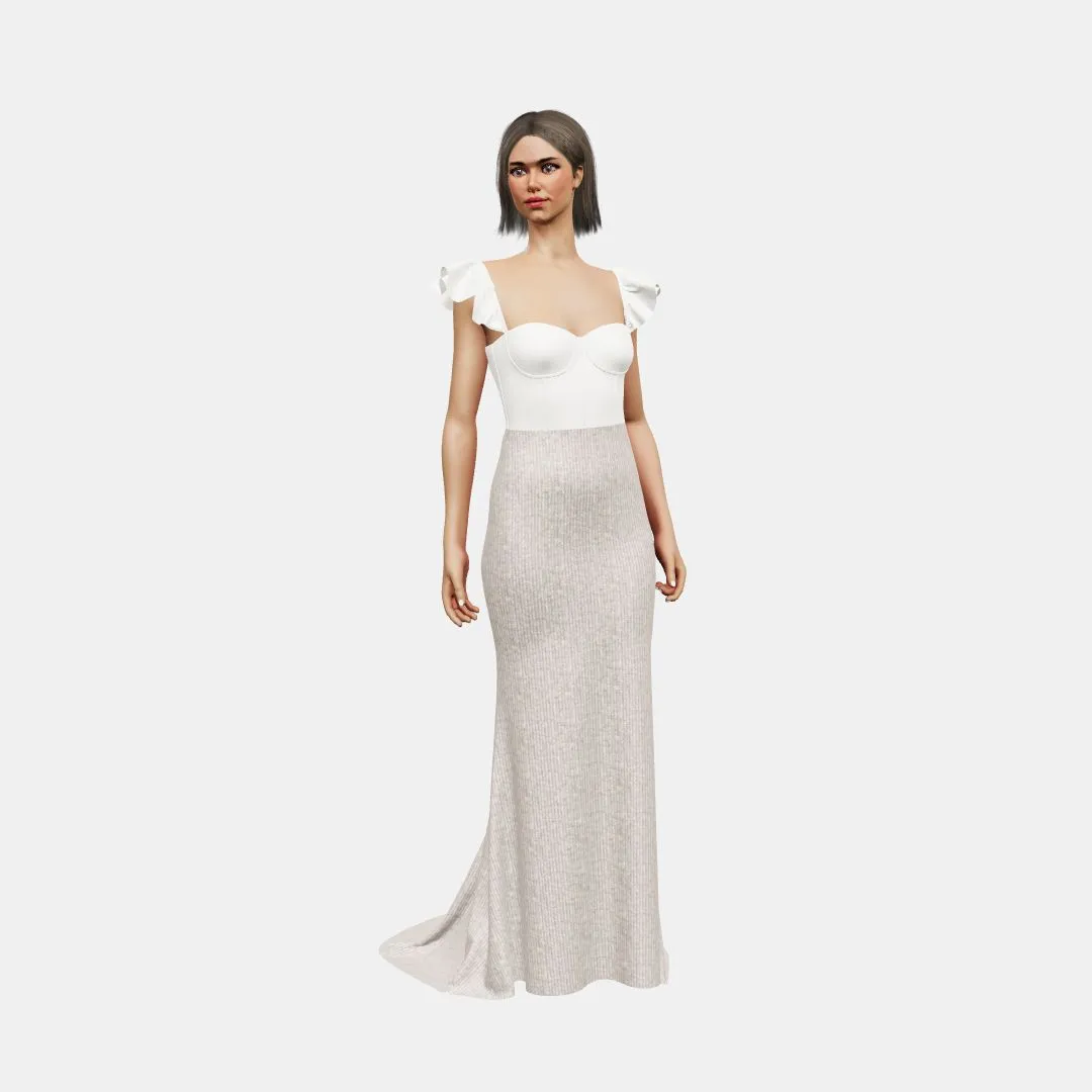 Bustier w/ ruffle straps   trumpet