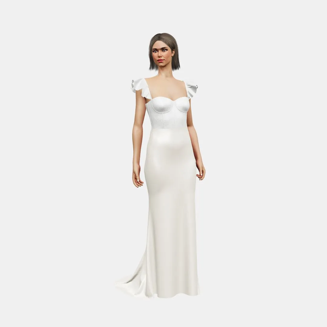 Bustier w/ ruffle straps   trumpet