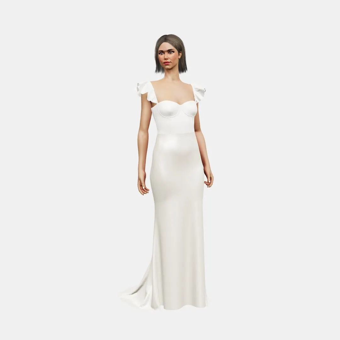 Bustier w/ ruffle straps   trumpet