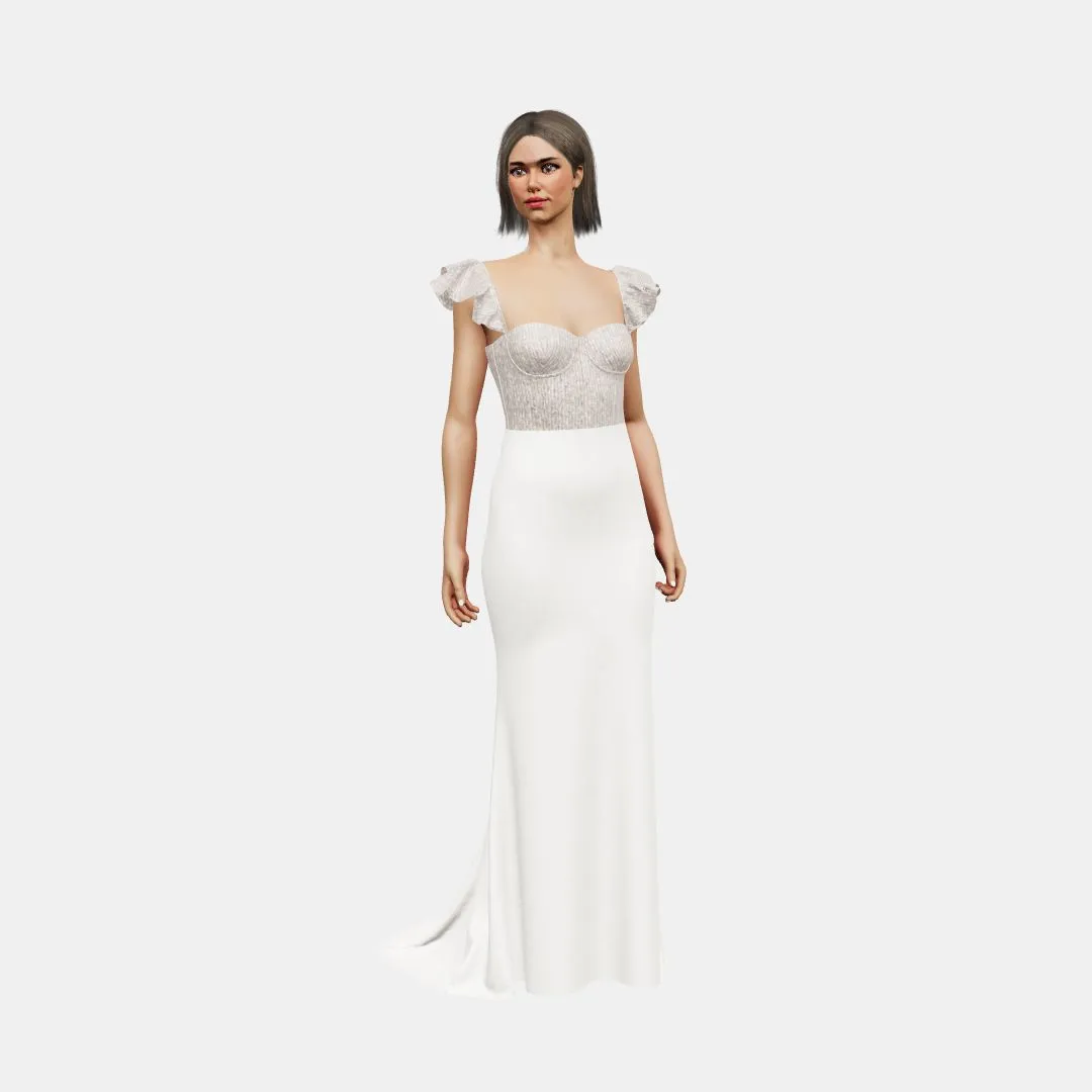 Bustier w/ ruffle straps   trumpet