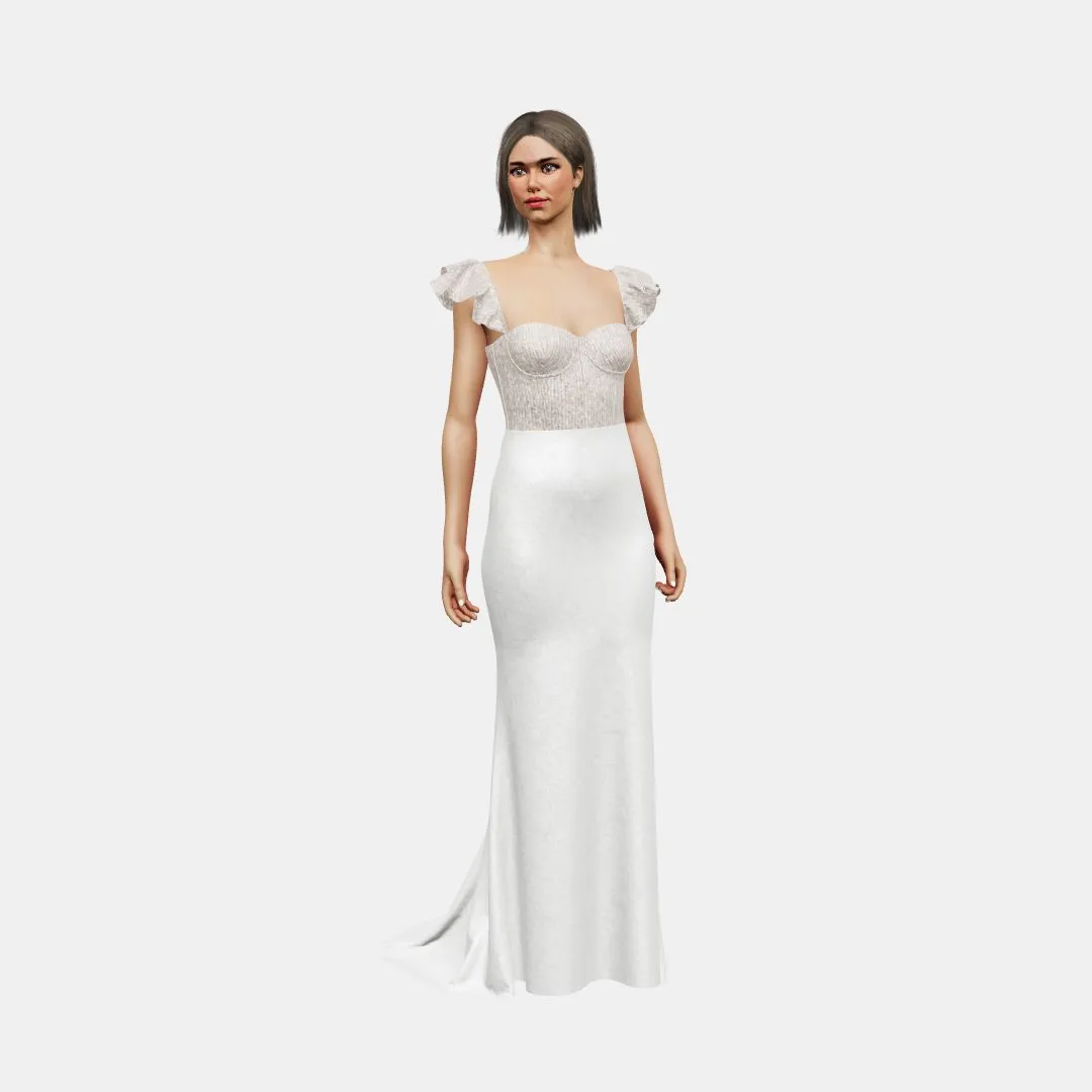 Bustier w/ ruffle straps   trumpet