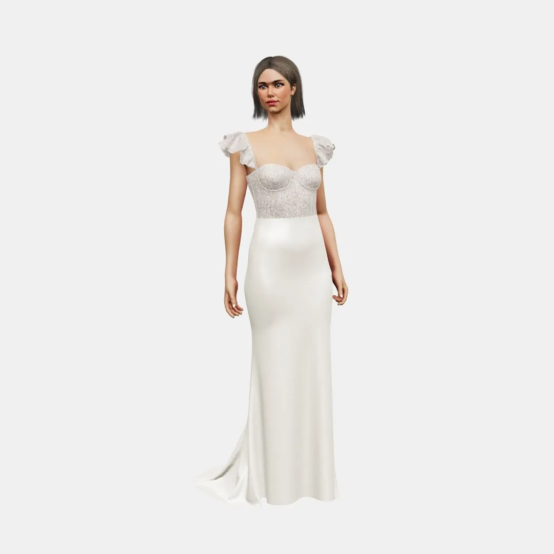Bustier w/ ruffle straps   trumpet