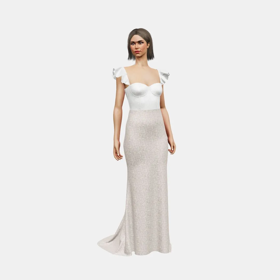 Bustier w/ ruffle straps   trumpet