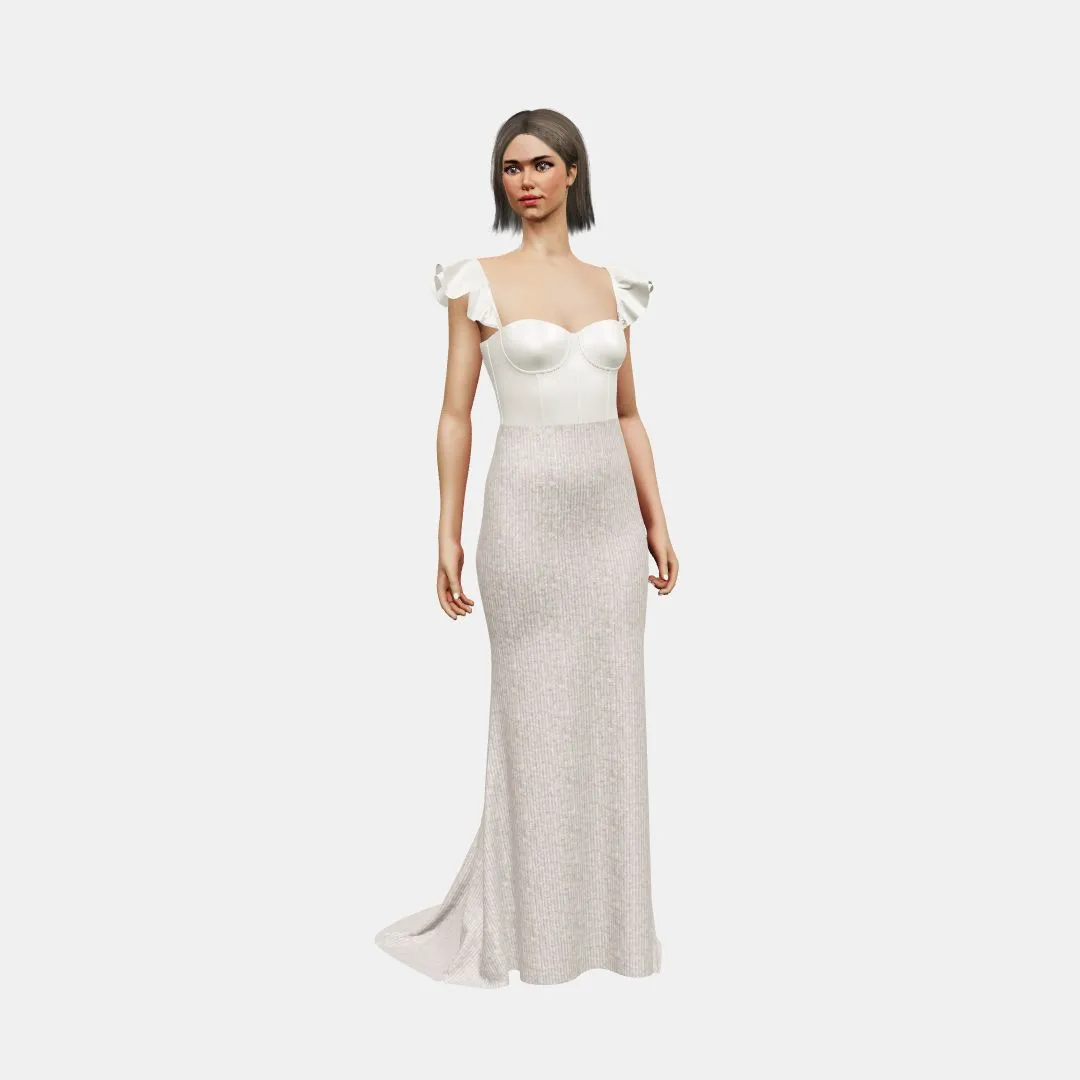 Bustier w/ ruffle straps   trumpet
