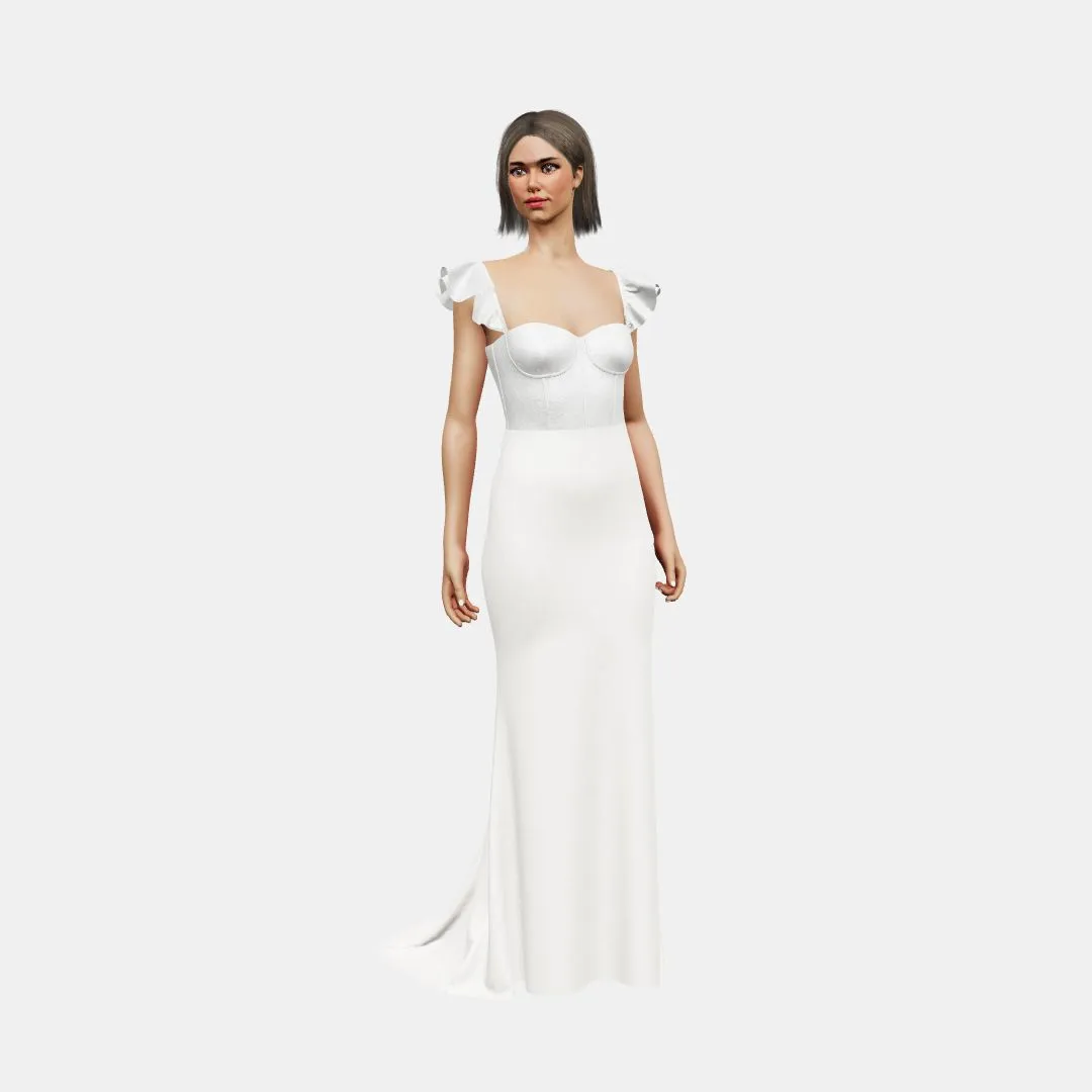 Bustier w/ ruffle straps   trumpet