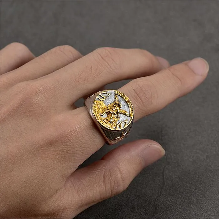 Christian Saint Michael Signet Ring For Men