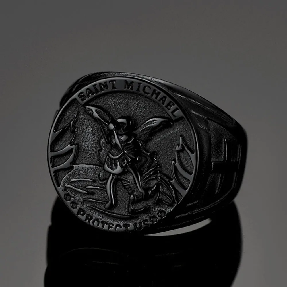 Christian Saint Michael Signet Ring For Men