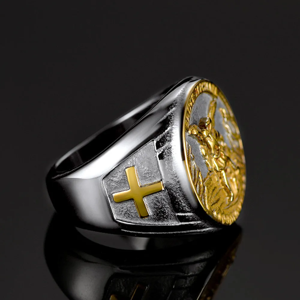 Christian Saint Michael Signet Ring For Men