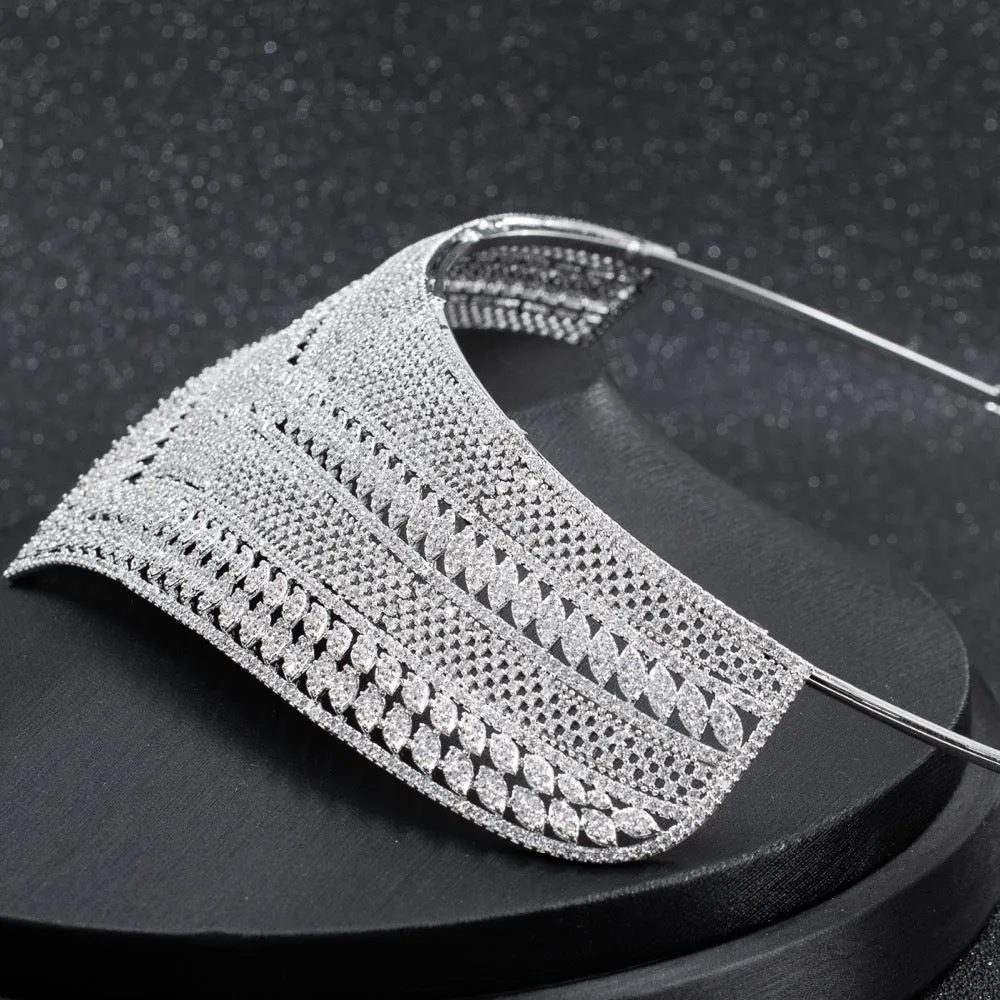 Cubic zircon wedding bridal tiara,Big diadem hair accessories CH10224