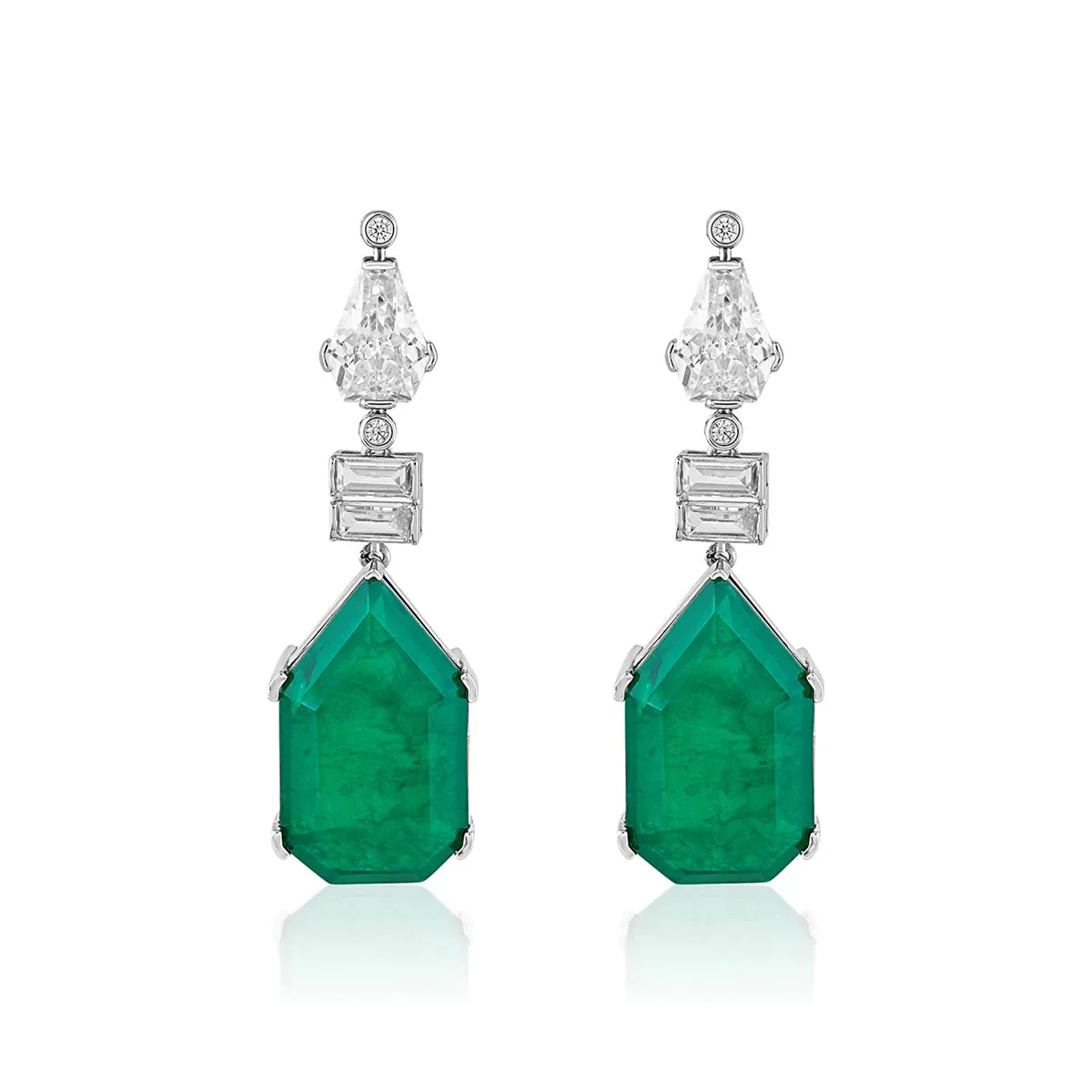 Doublet Dark Emerald Drop Earrings