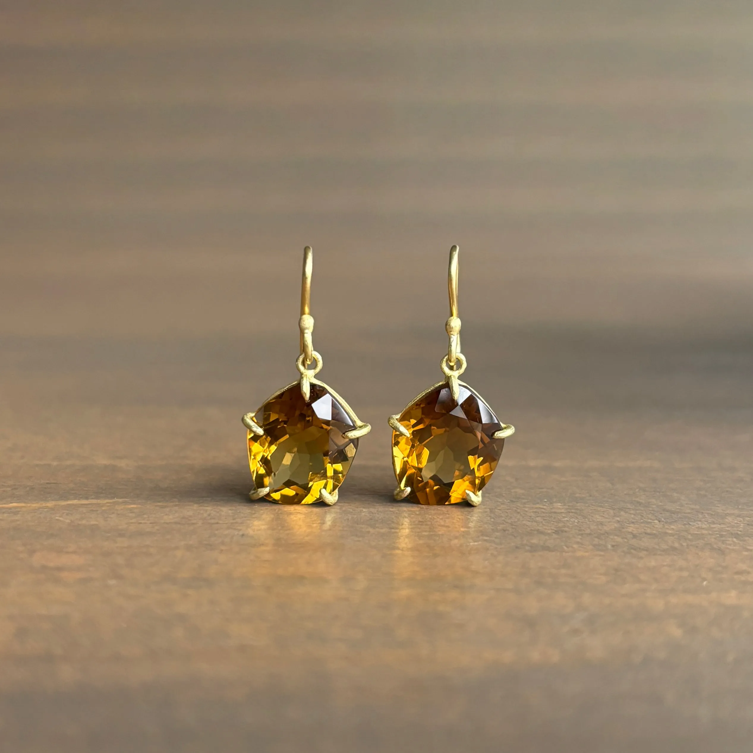 Faceted Geometric Cinnamon Quartz Earrings