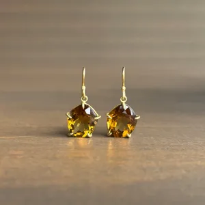 Faceted Geometric Cinnamon Quartz Earrings