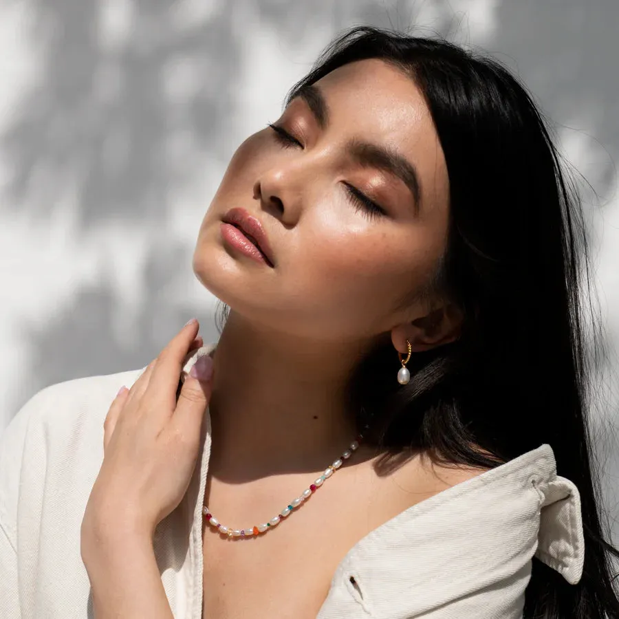 Gold & Pearl Hoop Earrings