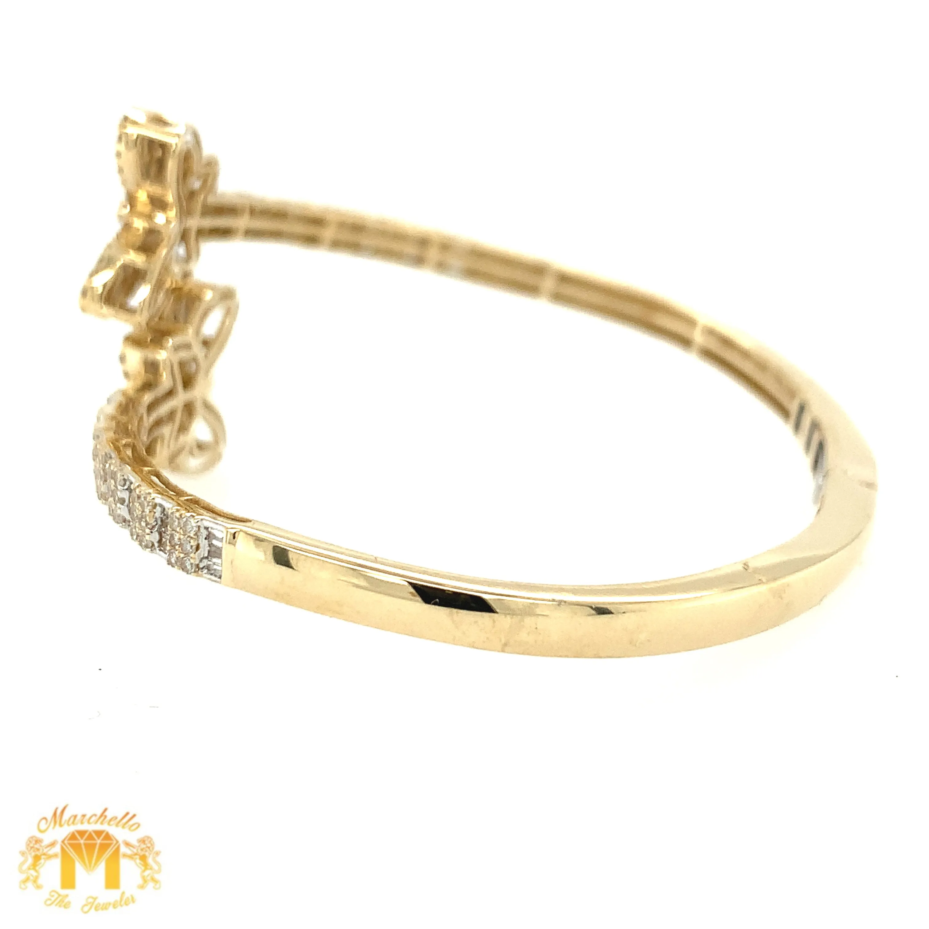 Gold and Diamond Twin Butterflies Cuff Bracelet (choose your color)