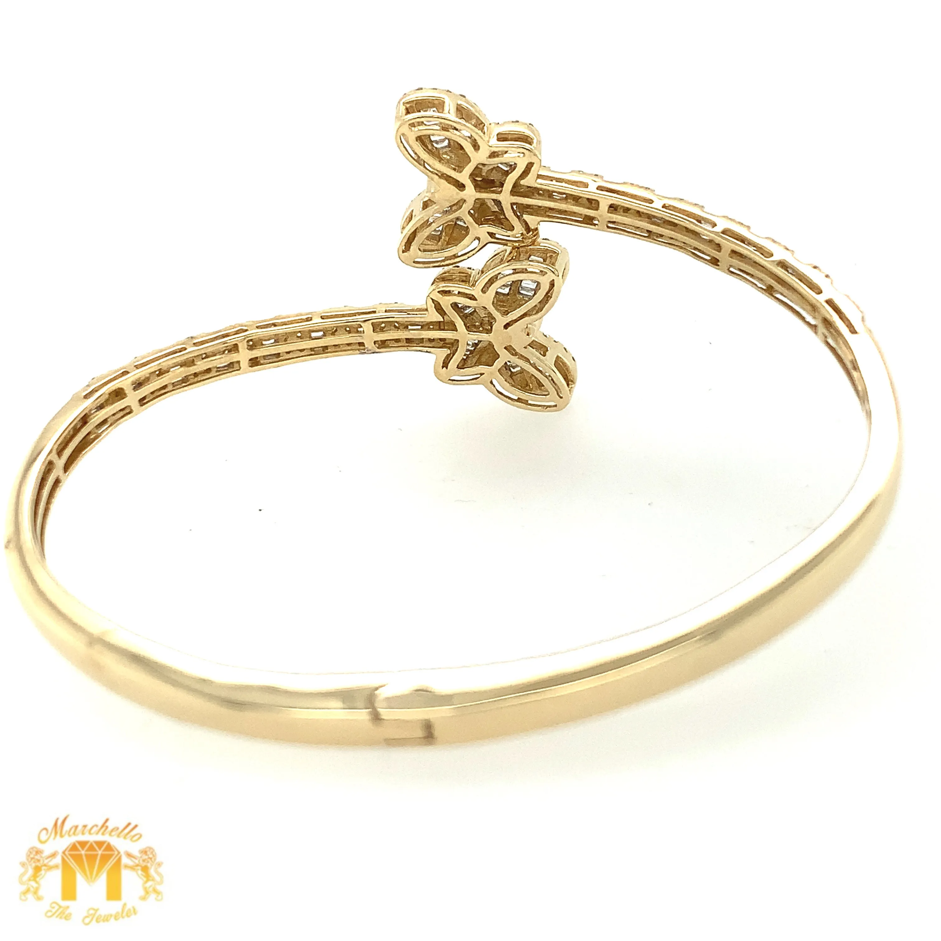 Gold and Diamond Twin Butterflies Cuff Bracelet (choose your color)