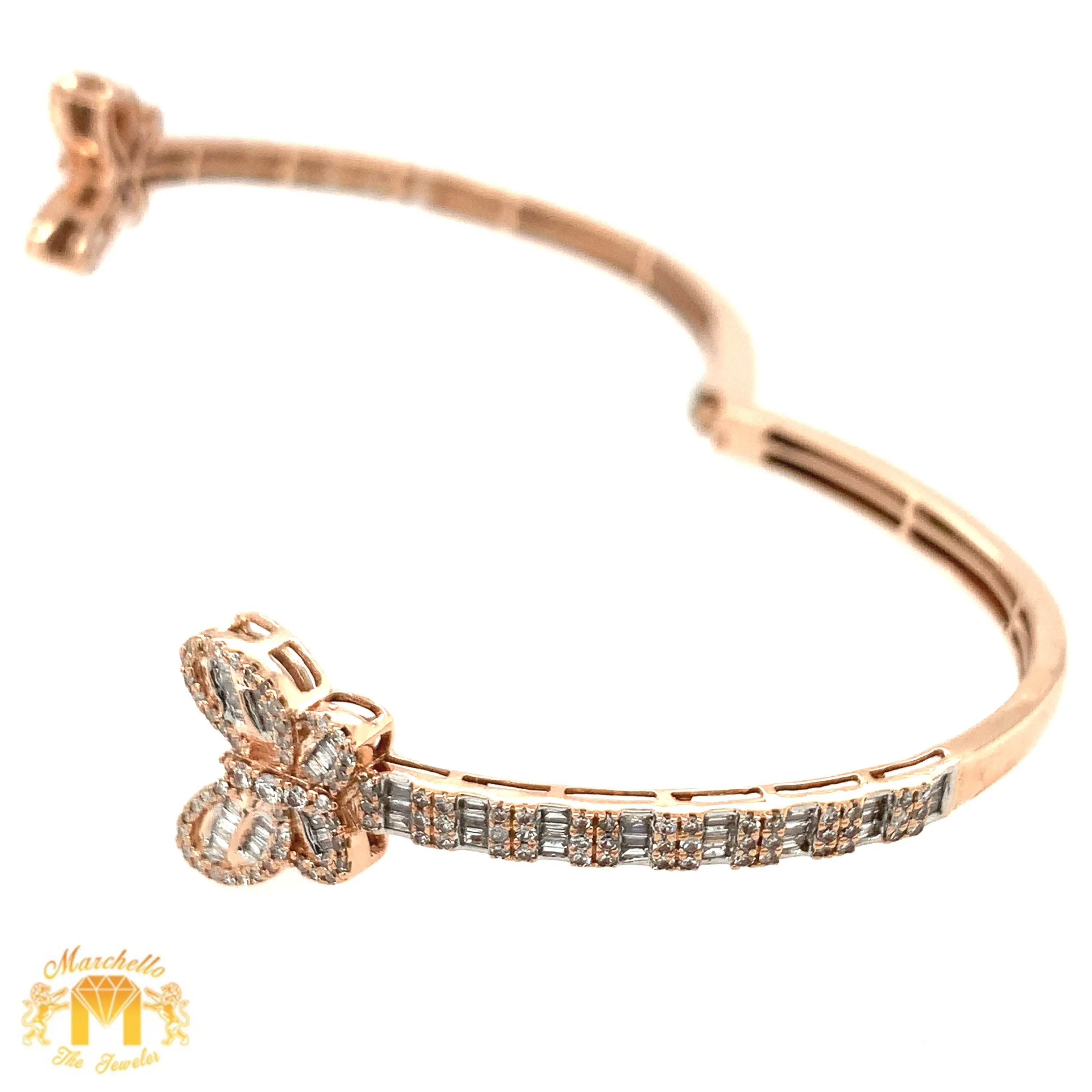 Gold and Diamond Twin Butterflies Cuff Bracelet (choose your color)