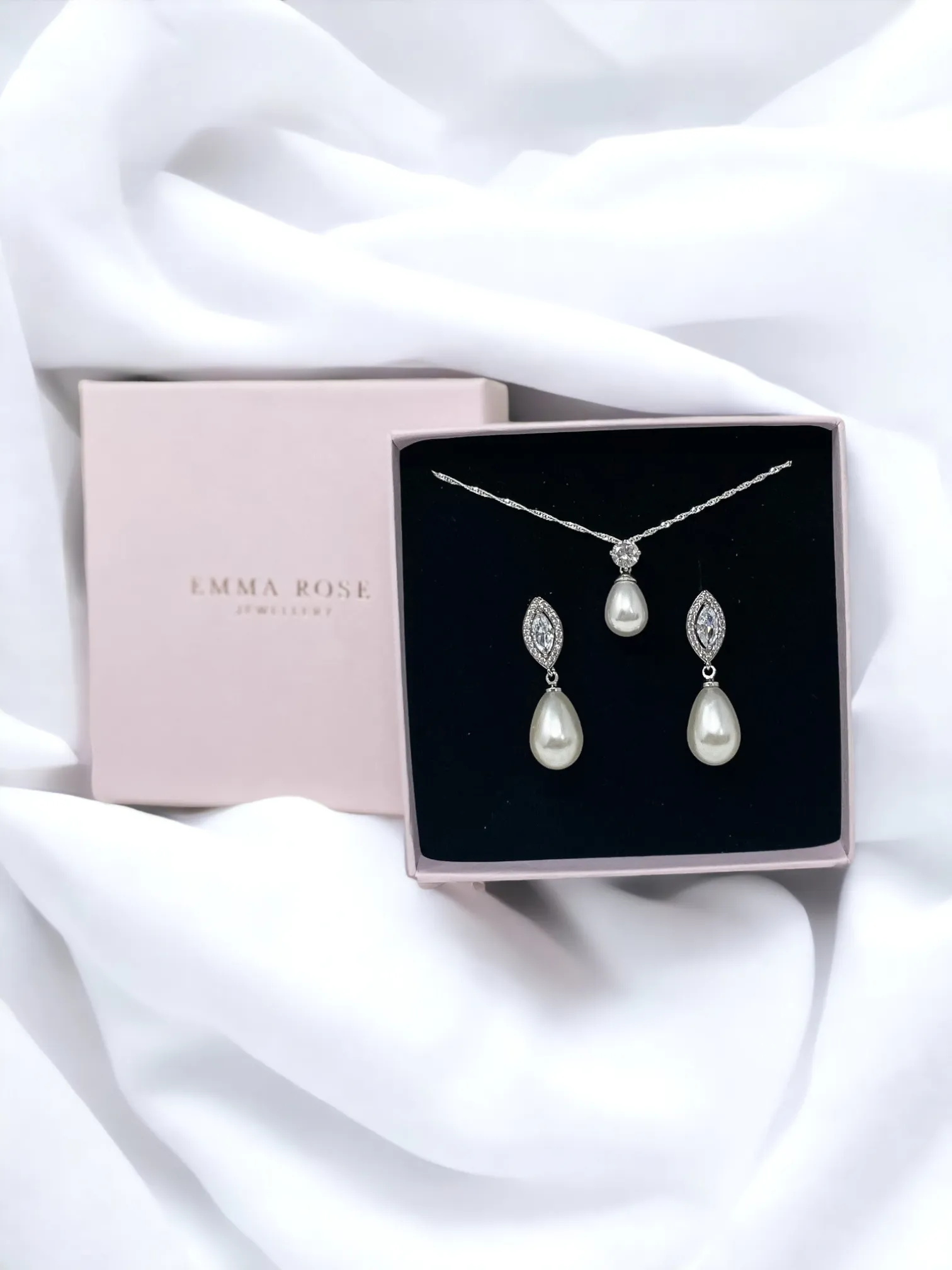 Gold Pearl Marquise Bridal Earrings
