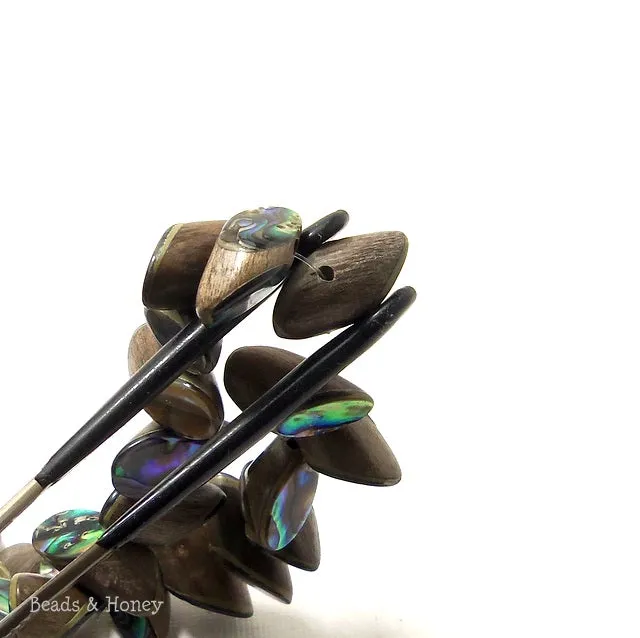 Graywood with Abalone Shell Inlay Stick Bias Cut 20x10mm (Half Strand)