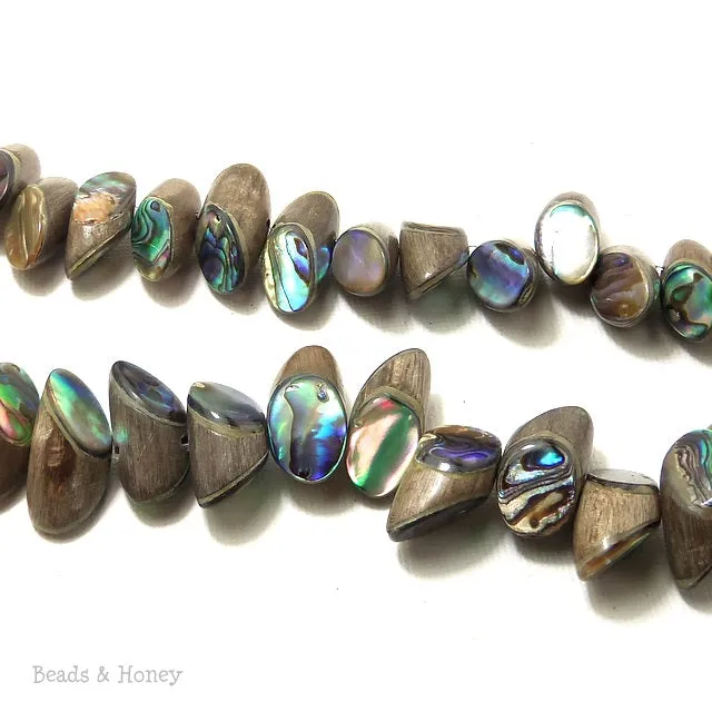 Graywood with Abalone Shell Inlay Stick Bias Cut 20x10mm (Half Strand)