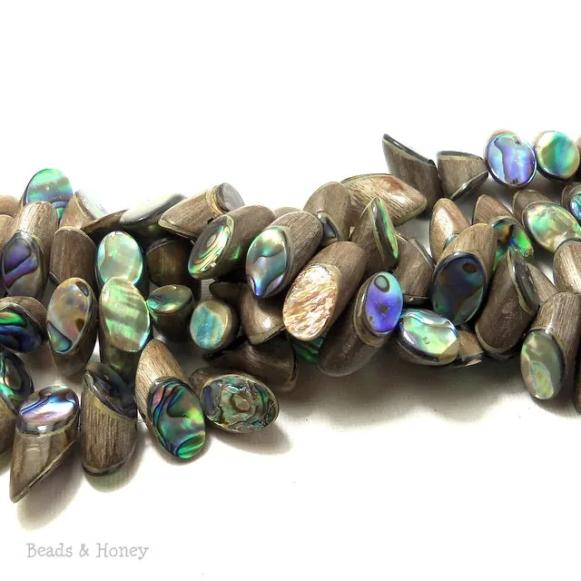 Graywood with Abalone Shell Inlay Stick Bias Cut 20x10mm (Half Strand)