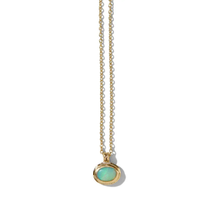 Greco Mini Necklace, Opal, 9kt Yellow Gold