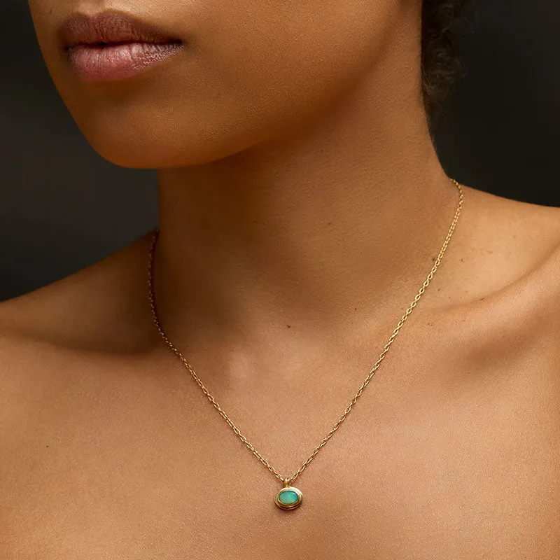 Greco Mini Necklace, Opal, 9kt Yellow Gold