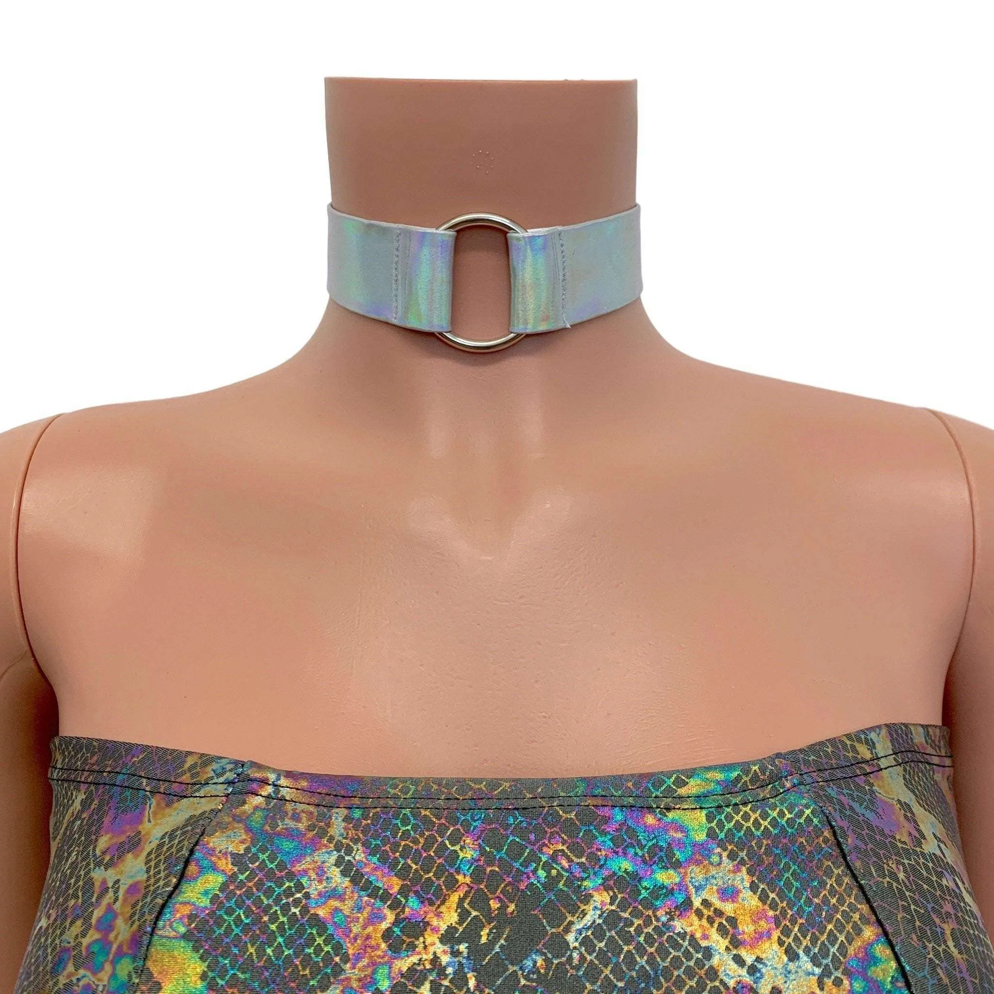 Holographic Opal Ring Choker