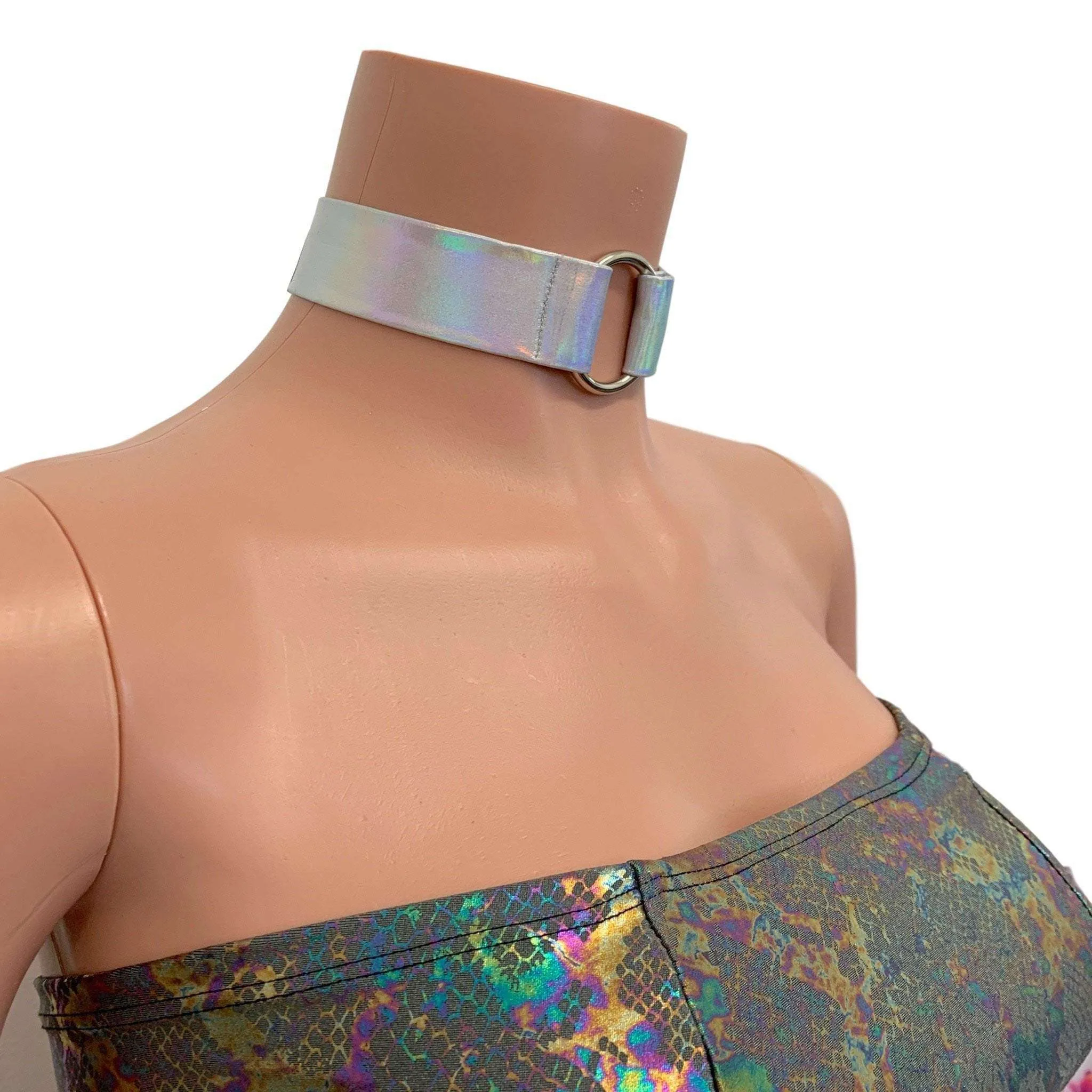 Holographic Opal Ring Choker