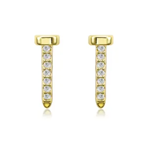 Jenny Danity CZ Gold Nail Stud Earrings