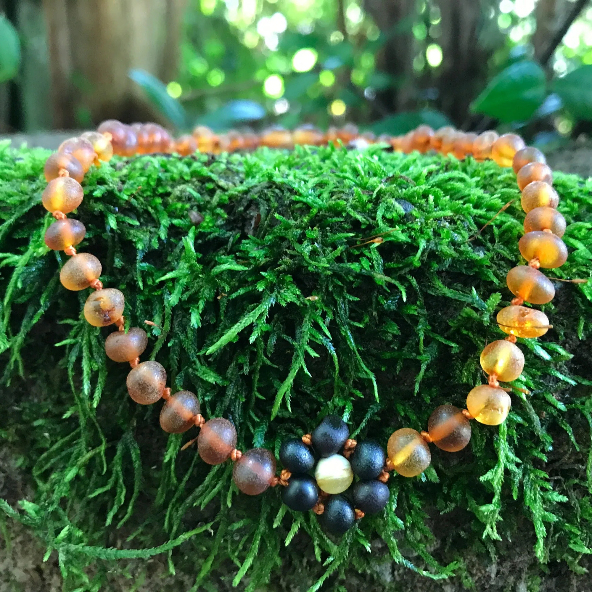 Kids | Raw Cognac Flower Baltic Amber Necklace