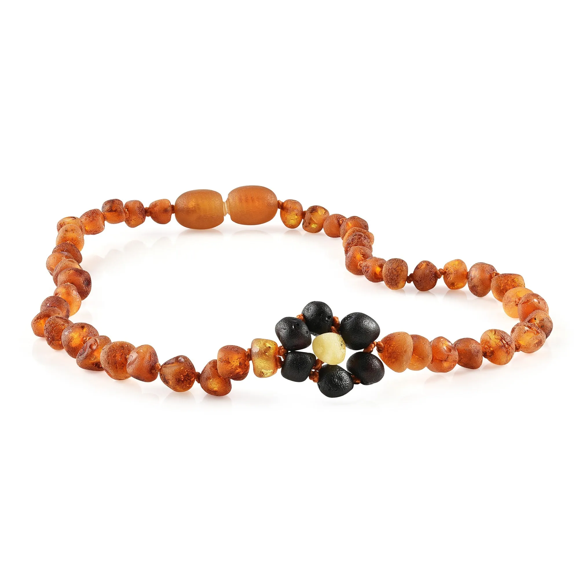 Kids | Raw Cognac Flower Baltic Amber Necklace